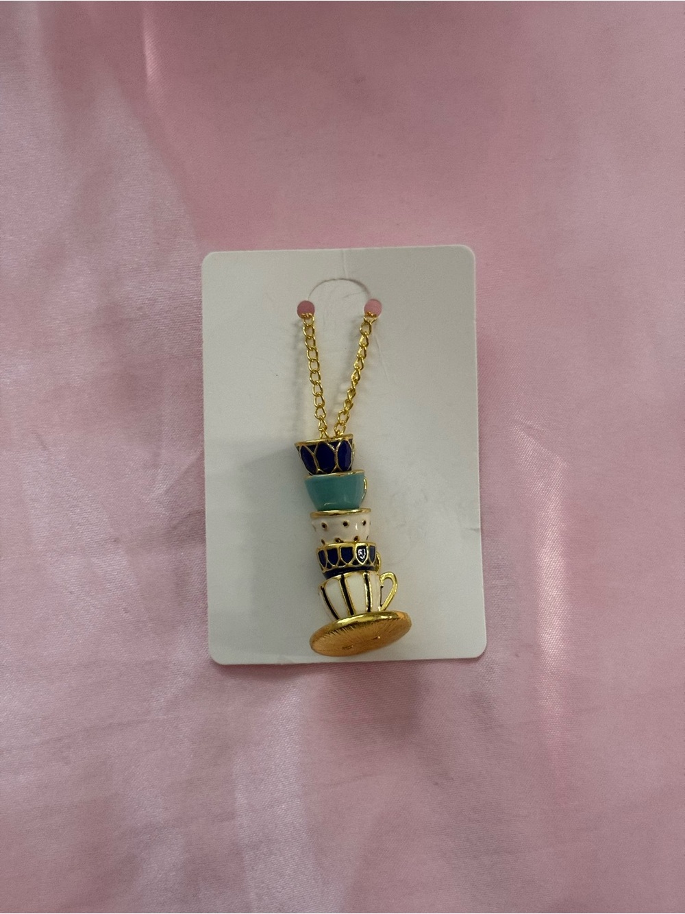 Stacked Teacup Necklace in Gold Brand New